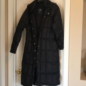 North Face Long Puffer Black Coat, size small